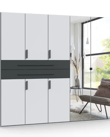 Aldmore 5 Door White/Graphite Wardrobe | 225 CM