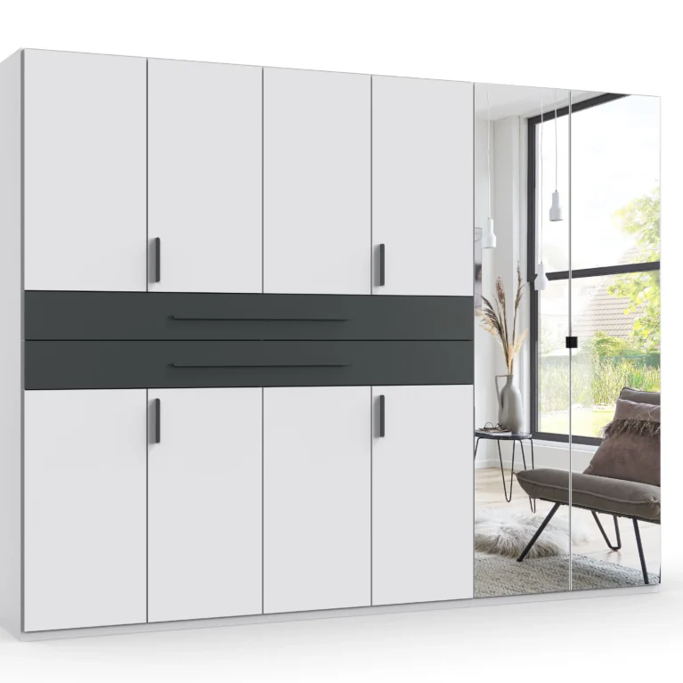 Aldmore 6 Door White/Graphite Wardrobe | 270 CM