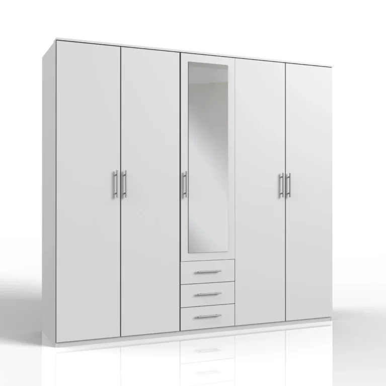 Finn 5 Door White Wardrobe | 225 CM