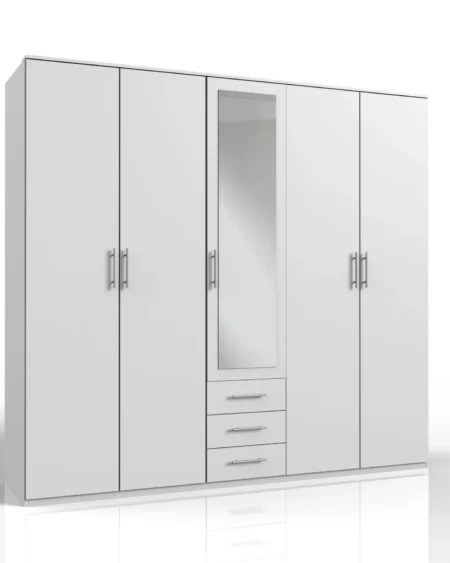 Tesoro Ben White 5 DOOR WARDROBE 225 CM Wide