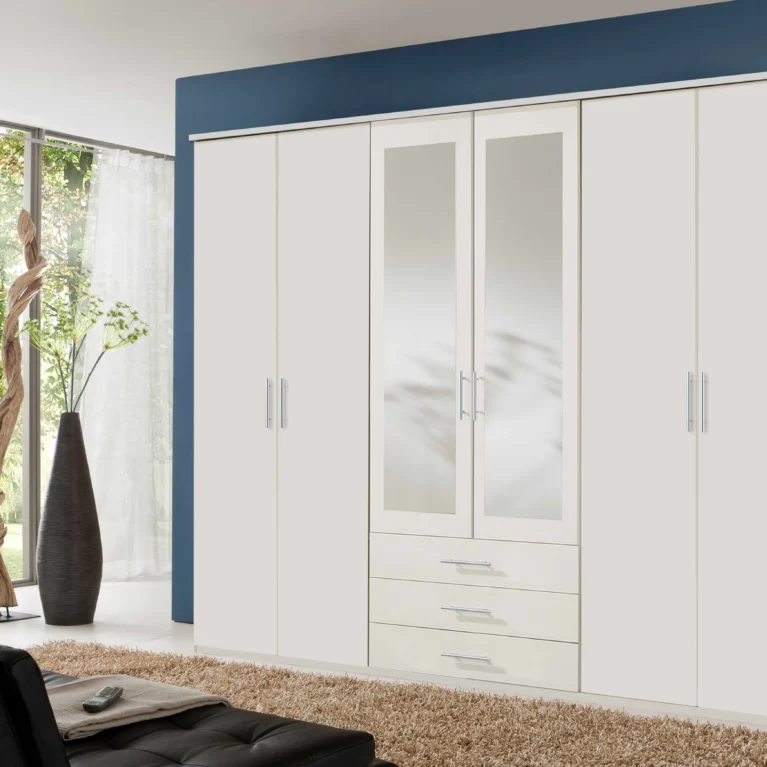 Finn 6 Door White Wardrobe | 270 CM