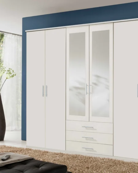 Finn 6 Door White Wardrobe | 270 CM