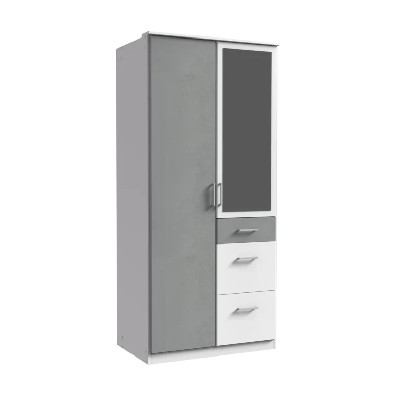 Elmridge 2 Door White And Grey Wardrobe | 90 CM