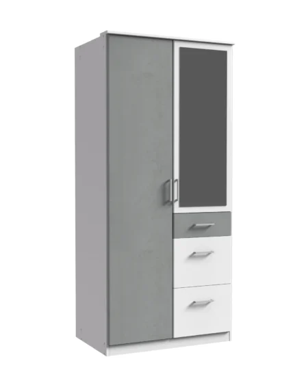 Elmridge 2 Door White And Grey Wardrobe | 90 CM
