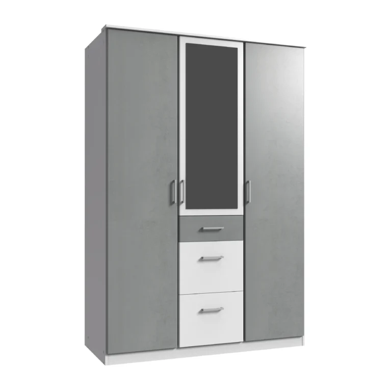 Elmridge 3 Door White And Grey Wardrobe | 135 CM