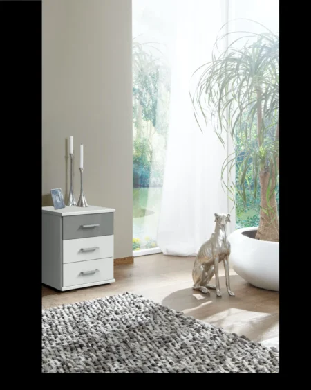 Tesoro White And Grey bedside 45 CM Wide