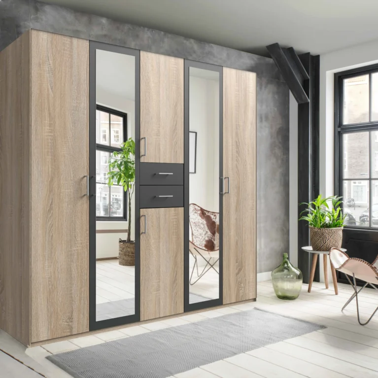 Loxford 5 Door Graphite Wardrobe | 225 CM