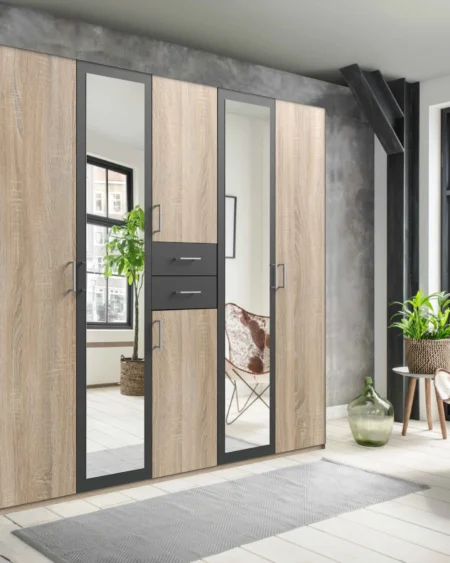 Loxford 5 Door Graphite Wardrobe | 225 CM
