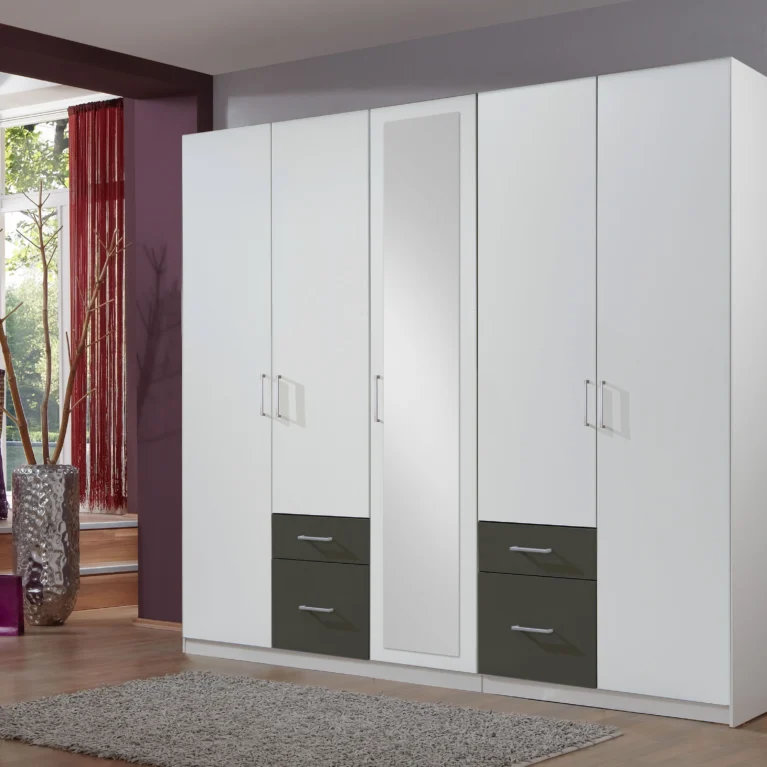 Tesoro 5 Door Graphite Wardrobe | 225 CM