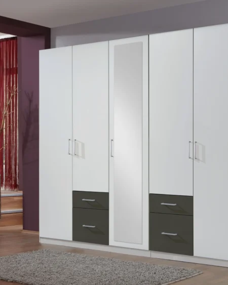 Tesoro 5 Door Graphite Wardrobe | 225 CM