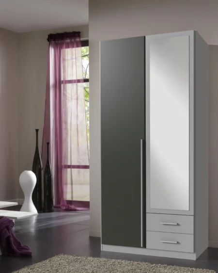 Tesoro Grey 2 Door Wardrobe 90 CM Wide