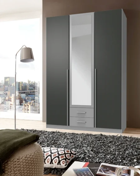 Tesoro Grey 3 door Wardrobe 135 CM Wide