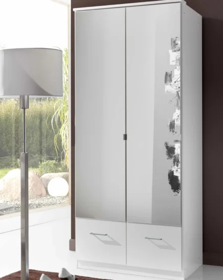 Grantham 2 Door 2 Drawer White Wardrobe | 90 CM