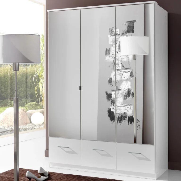 Grantham 3 Door 3 Drawer White Wardrobe | 135 CM