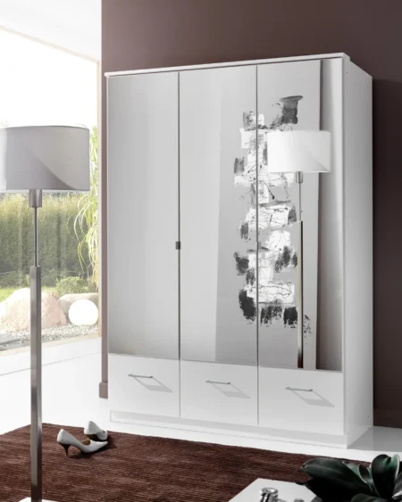 Grantham 3 Door 3 Drawer White Wardrobe | 135 CM