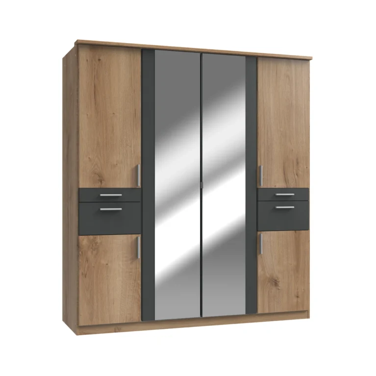 Ganton 4 Door 4 Drawers Oak Wardrobe | 180 CM