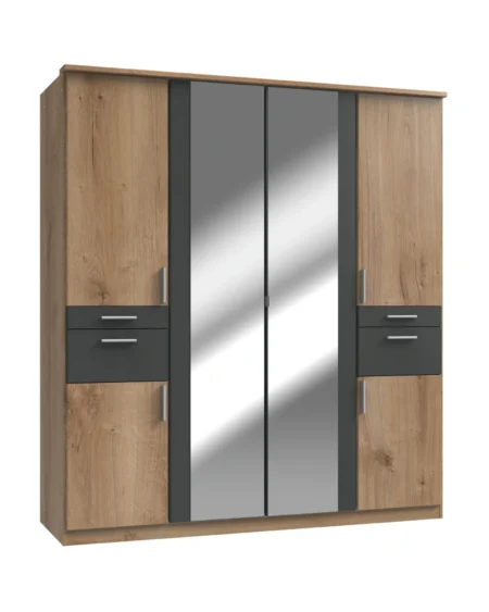 Ganton 4 Door 4 Drawers Oak Wardrobe | 180 CM