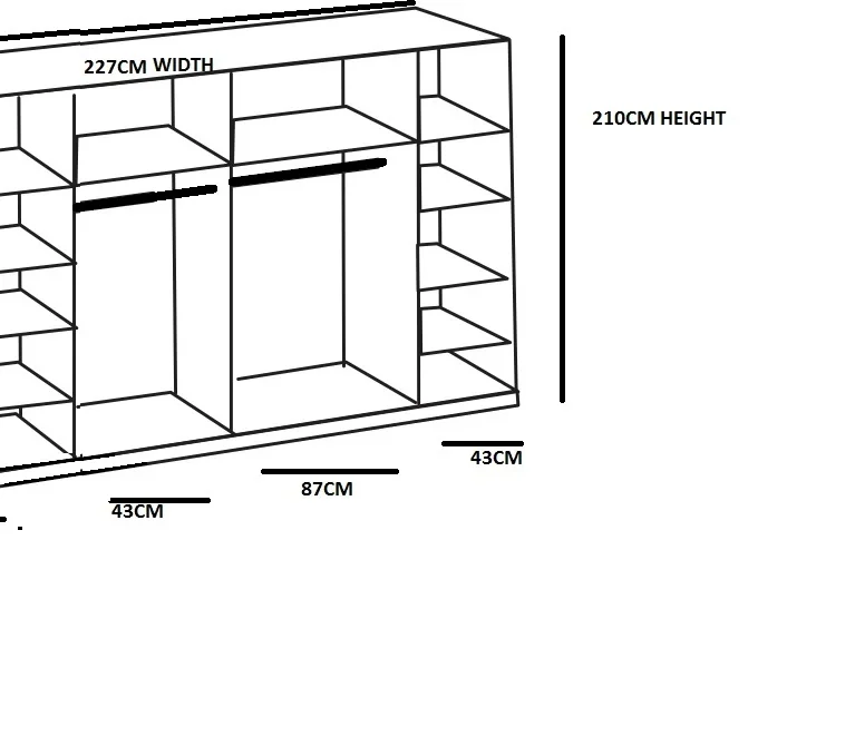 Tesoro White 4 Door 227cm Wardrobe 227 CM Wide