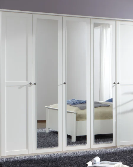 Tesoro White 5 Door Wardrobe 225 CM Wide