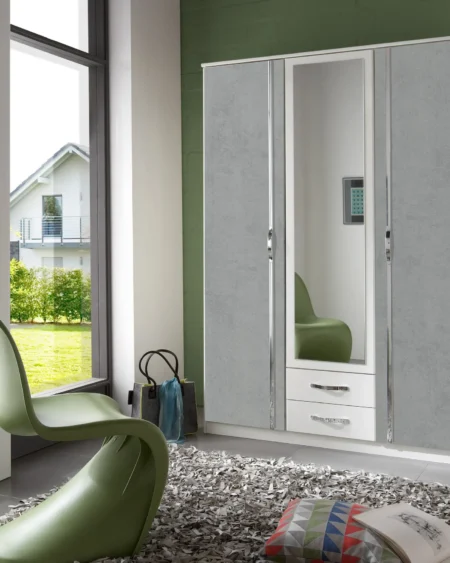Tesoro Grey 3 Door Wardrobe 135 CM Wide