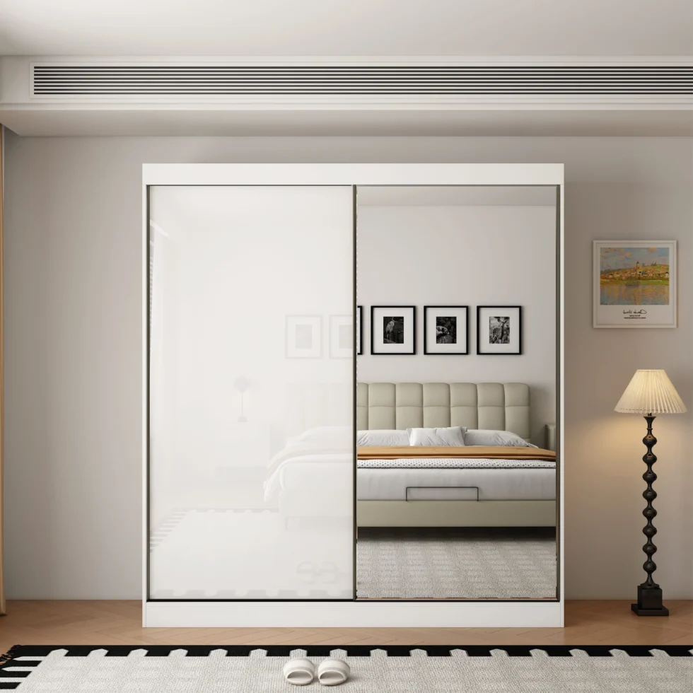 Poppy 2 Door Gloss White 200CM sliding wardrobe