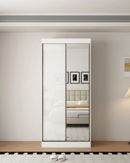 Poppy 2 Door Gloss White 100CM sliding wardrobe