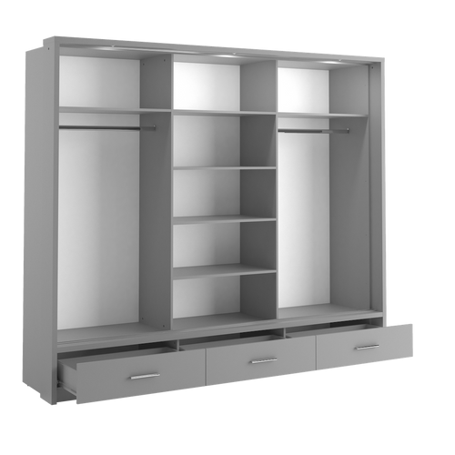 Celeste 3 Sliding Mirror Door Wardrobe With LED | 250cm