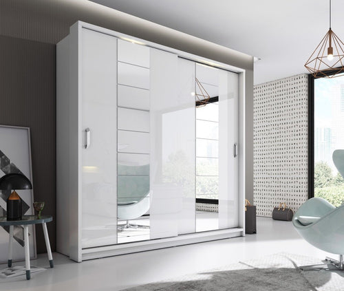 Celeste 2 Sliding Design Mirror Door Wardrobe with LED | 220cm