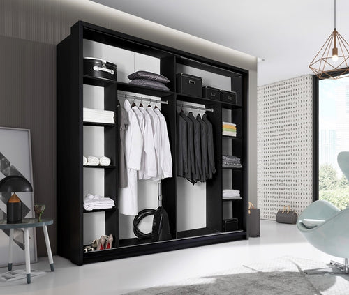 Celeste 2 Sliding Design Mirror Door Wardrobe with LED | 220cm