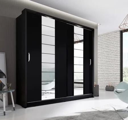 Celeste 2 Sliding Design Mirror Door Wardrobe with LED | 220cm