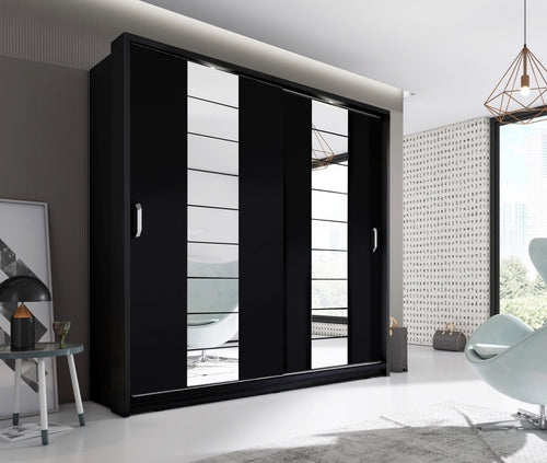 Celeste 2 Sliding Design Mirror Door Wardrobe with LED | 220cm