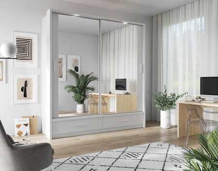 Celeste 2 Sliding Mirror Door Wardrobe With LED | 200cm
