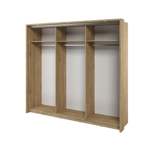 Celeste 3 Sliding Door Mirrored Oak Wardrobe With LED | 240cm