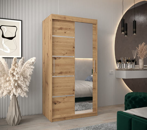 Primrose 2 Door Sliding Mirrored Wardrobe | 100cm