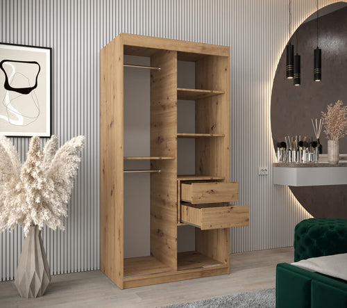 Primrose 2 Door Sliding Mirrored Wardrobe | 100cm