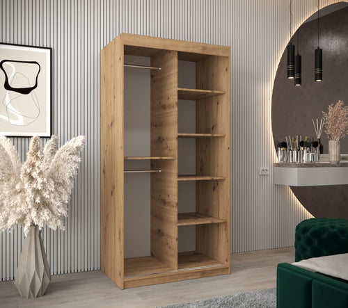Primrose 2 Door Sliding Mirrored Wardrobe | 100cm