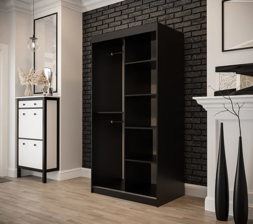 Sophie 2 Door Sliding Mirrored Dark Oak Wardrobe | 100cm