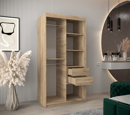 Primrose 2 Door Sliding Mirrored Wardrobe | 100cm