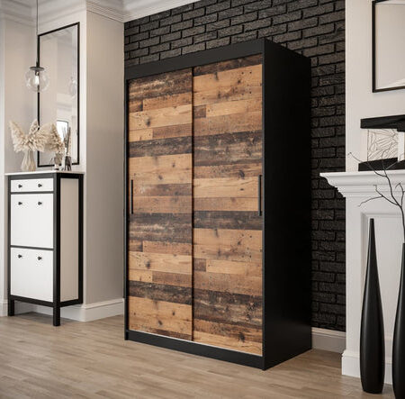 Sophie 2 Door Sliding Dark Oak Wardrobe | 120cm