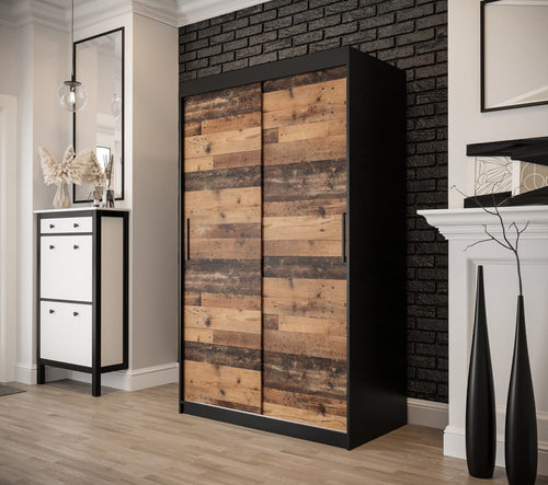Sophie 2 Door Sliding Dark Oak Wardrobe | 120cm