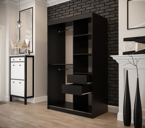 Sophie 2 Door Sliding Mirrored Dark Oak Wardrobe | 120cm