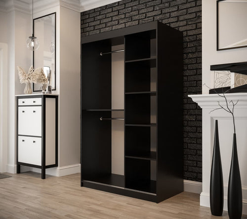 Sophie 2 Door Sliding Mirrored Dark Oak Wardrobe | 120cm