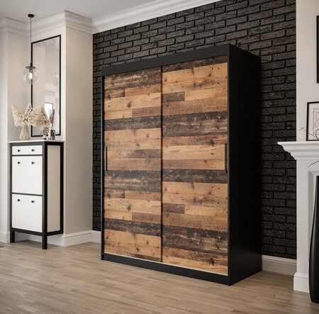 Sophie 2 Door Sliding Dark Oak Wardrobe | 150cm