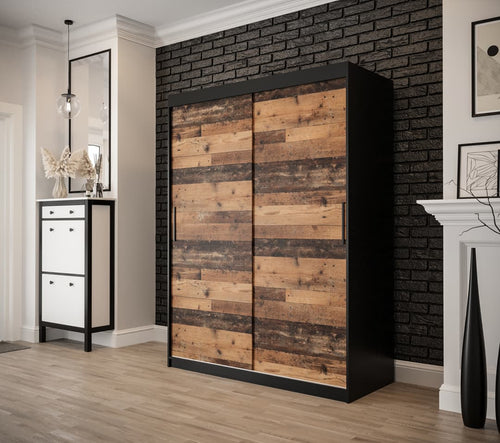 Sophie 2 Door Sliding Dark Oak Wardrobe | 150cm