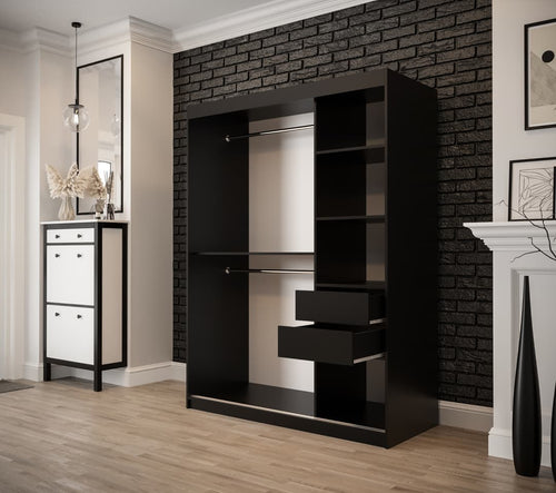 Sophie 2 Door Sliding Dark Oak Wardrobe | 150cm