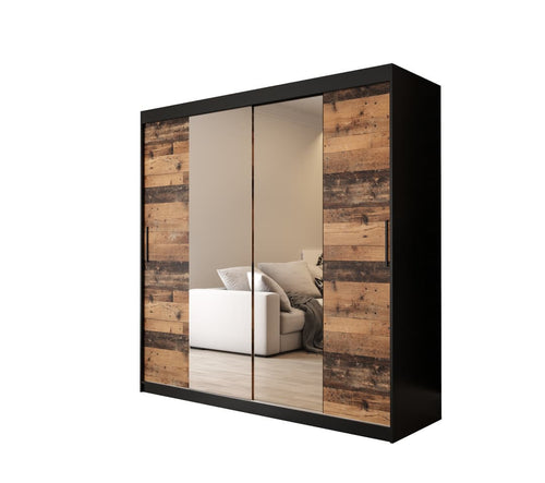 Sophie 2 Door Sliding Mirrored Dark Oak Wardrobe | 200cm