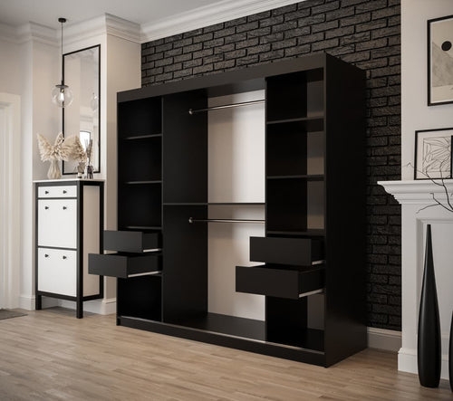Sophie 2 Door Sliding Mirrored Dark Oak Wardrobe | 200cm