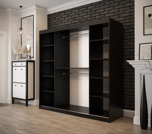 Sophie 2 Door Sliding Mirrored Dark Oak Wardrobe | 200cm