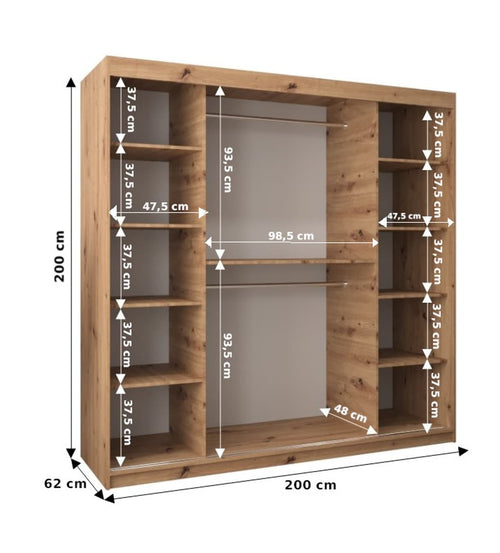 SpaceSmart 2 Door Sliding Mirrored Wardrobe | 200cm