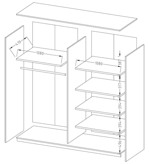 Juniper 2 Door Sliding Mirrored Oak Wardrobe